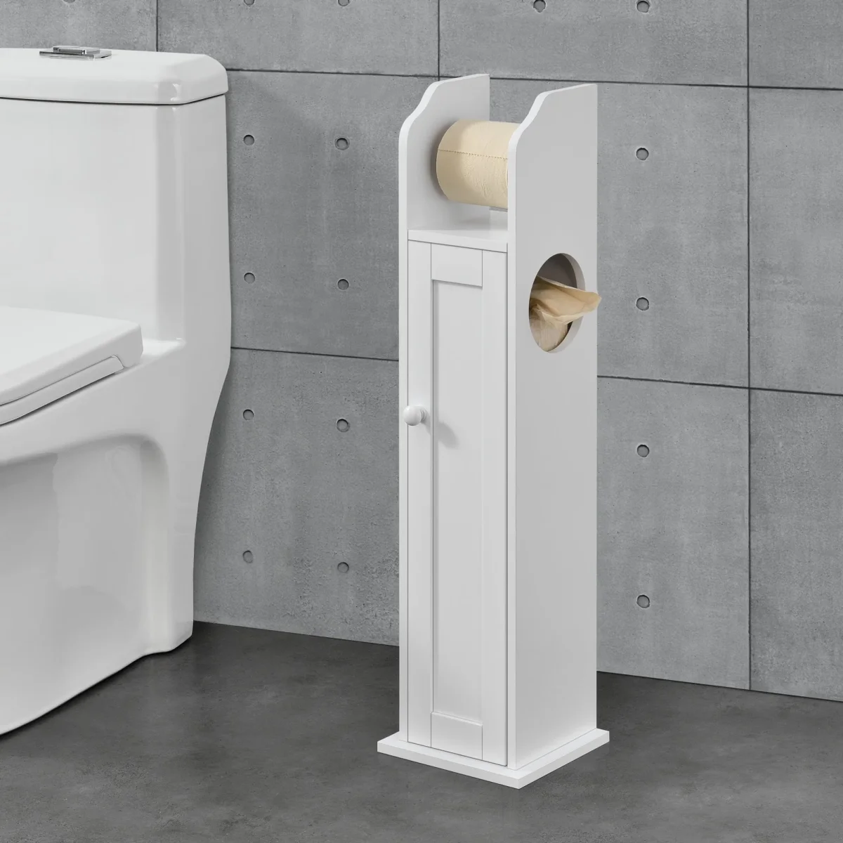 Toilettenpapierhalter Falkenberg 78x20x18 cm Badezimmerschrank mit Ablage Weiß en.casa – Bild 3