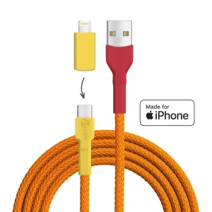 Flammenlaubenvogel USB A - USB C + Lightning (iPhone)