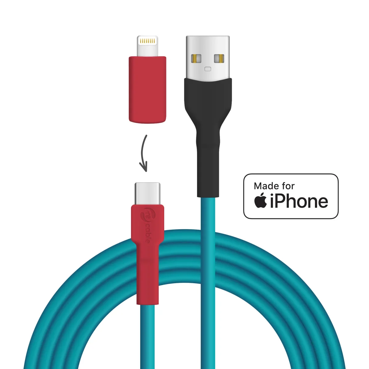 Türkisnaschvogel USB A - USB C + Lightning (iPhone) – Bild 2