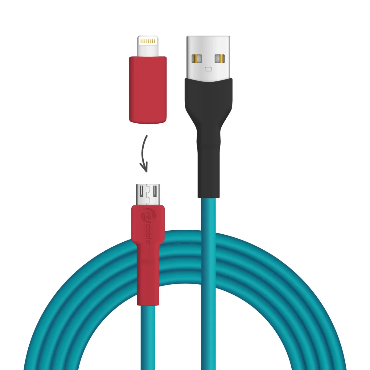 Türkisnaschvogel USB A - Micro USB + Lightning (iPhone)