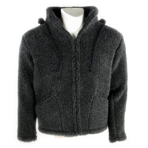 Herrenjacke mit Kragen und Kapuze, Wollflor anthrazit
