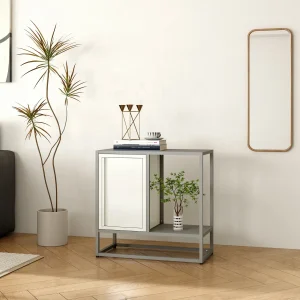 Sideboard Burlöv Stahl 70x72x35 cm Grau/Weiß [en.casa]