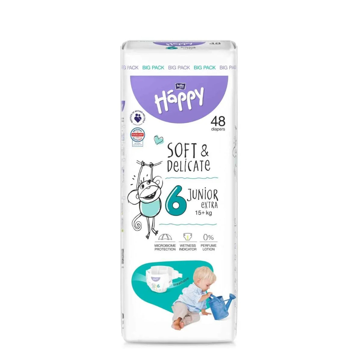 bella baby Happy Windeln "super weich" Gr. 6 (Junior Extra) 15+ kg - BIG PACK (48 Stück) – Bild 2