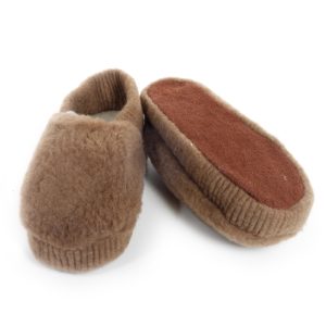 Hausschuh Wollflor Flauschies braun Gr. 36-37 – Restposten