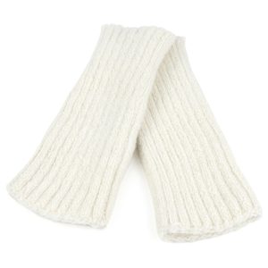 Alpaka-Pulswärmer, gestrickt wollweiß