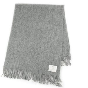 Wohndecke Wollstoff mit Fransen grau