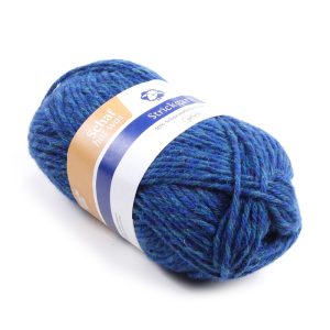 Kammgarn Schurwolle Leinen blau-meliert